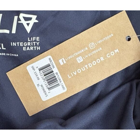 Liv Outdoor XL Blush-Navy Camouflage Floral Mesh Hem Elastic Waist Lined Shorts - Picture 6 of 6